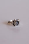 Anillo circular cuarzo turmalinado en plata de ley