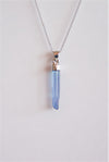 COLGANTE PUNTA DE AQUA AURA VIOLETA EN PLATA DE LEY