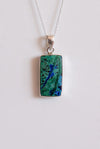 Colgante rectangular azurita plata de ley