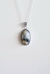 Colgante de Merlinita o ágata dendrita en plata