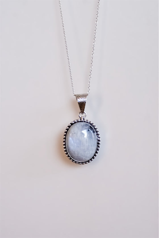 Colgante Rustico de Piedra Luna en plata