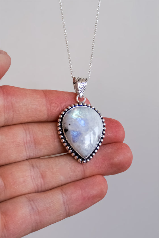 Colgante Rustico de Piedra Luna en plata