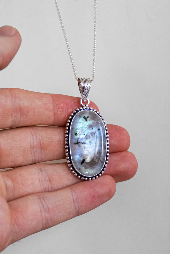 Colgante Rustico de Piedra Luna en plata