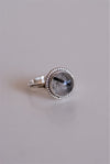 Anillo circular cuarzo turmalinado en plata de ley