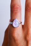 ANILLO GOTA DE PIEDRA LUNA ROSA PLATA DE LEY / TALLA 55