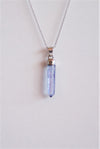 COLGANTE PUNTA DE AQUA AURA VIOLETA EN PLATA DE LEY