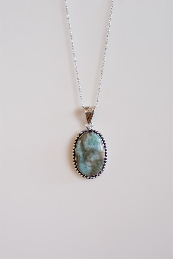 Colgante Rústico de Larimar en plata
