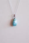 Colgante gota de larimar en plata de ley