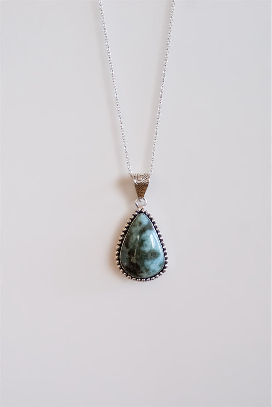 Colgante Rústico de Larimar en plata