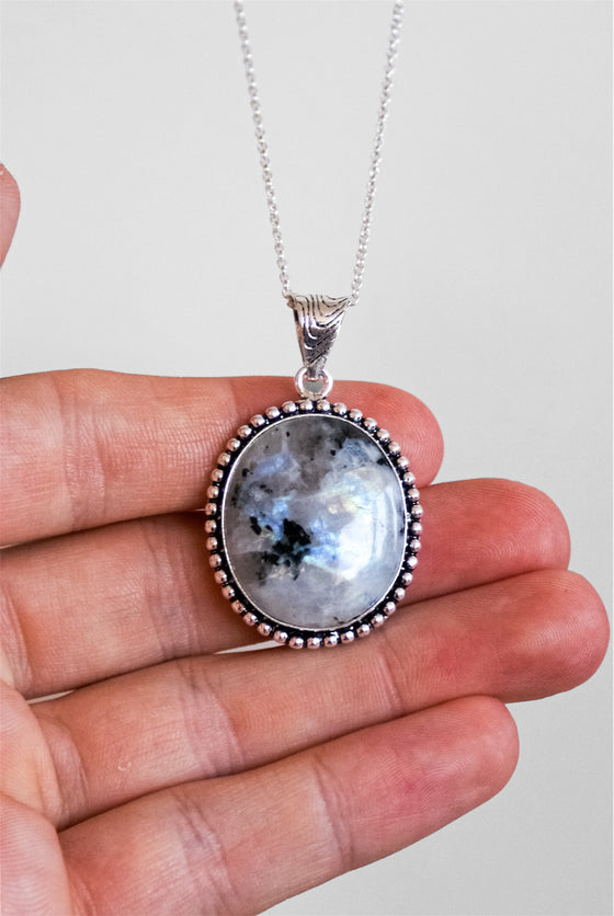 Colgante Rustico de Piedra Luna en plata