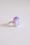 Anillo ovalado piedra luna rosa en plata de ley