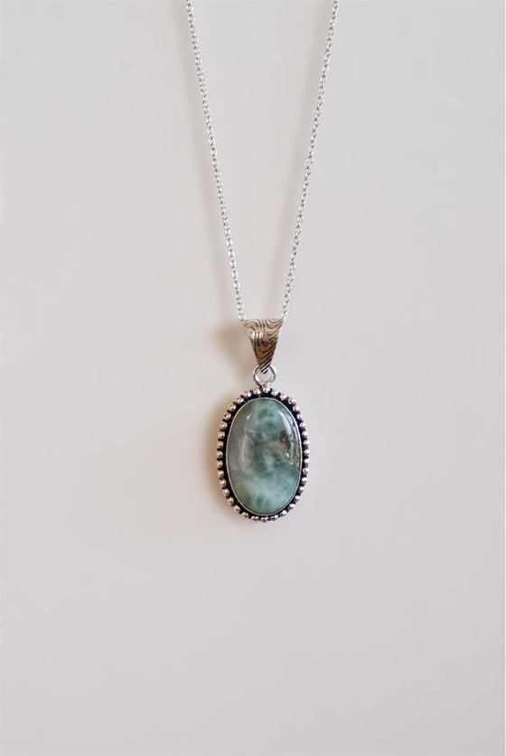 Colgante Rústico de Larimar en plata