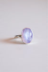 ANILLO OVALADO DE PIEDRA LUNA ROSA PLATA DE LEY / TALLA 55