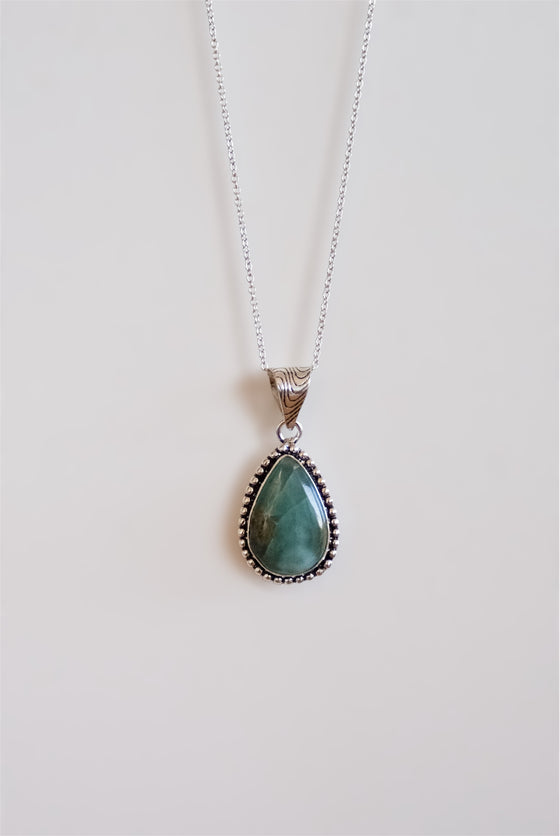 Colgante Rústico de Larimar en plata