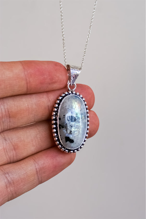 Colgante Rustico de Piedra Luna en plata