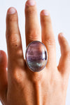 Anillo super grande de fluorita en plata