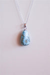 Colgante gota de larimar en plata de ley
