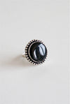 Anillo Ajustable de obsidiana plateada