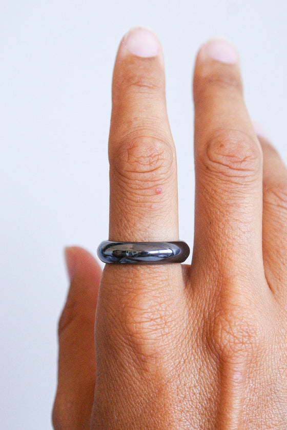 anillo banda hematite