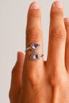 Anillo ajustable de amatista en plata de ley