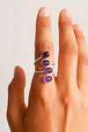 Anillo ajustable amatista en plata de ley