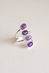 Anillo ajustable amatista en plata de ley