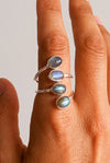 Anillo ajustable labradorita plata de ley