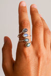 Anillo ajustable labradorita plata de ley