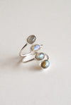 Anillo ajustable labradorita plata de ley