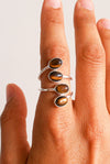 anillo ajustable ojo de tigre plata de ley