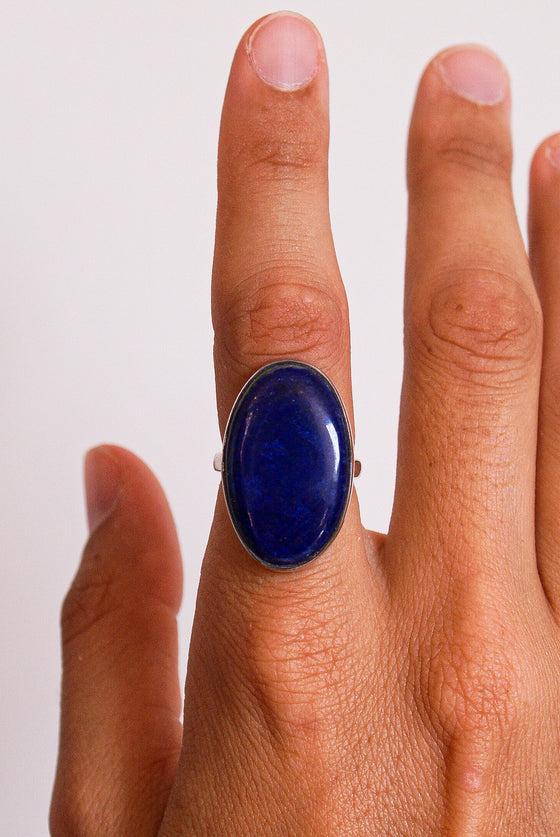 Anillo grande de Lapislázuli en plata