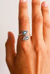 Anillo labradorita plata de ley ajustable