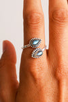 Anillo labradorita plata de ley ajustable