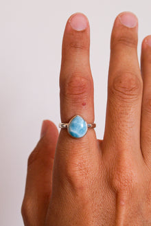  Anillo Gota larimar en plata