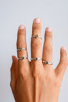 Anillo de Moldavita en bruto y plata