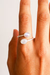 Anillo ajustable piedra luna plata de ley