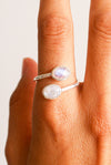 Anillo ajustable piedra luna plata de ley