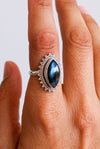 ANILLO SUTRA LABRADORITA EN PLATA DE LEY