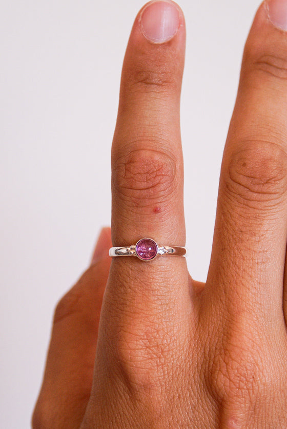 Anillo Turmalina rosa o rubelita