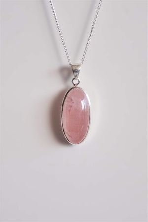 Colgante cuarzo rosa en plata de ley
