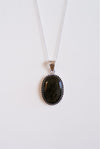 Colgante Rústico de Obsidiana Plateada en plata