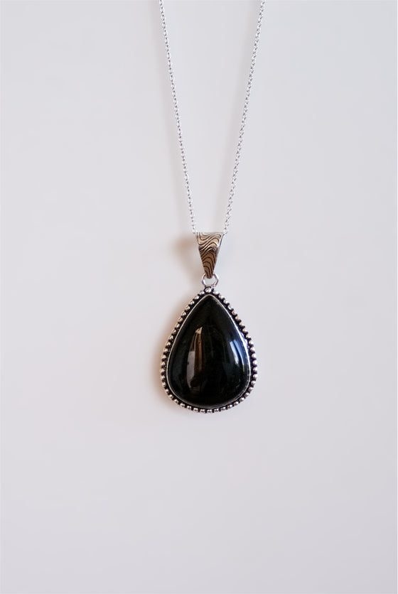 Colgante Rústico de Obsidiana Plateada en plata