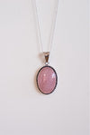 Colgante rústico de cuarzo rosa en plata