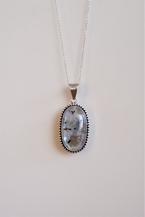 Colgante Rustico de Piedra Luna en plata