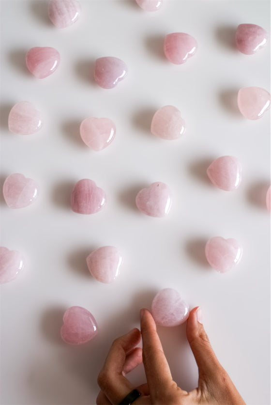 Corazón de cuarzo rosa