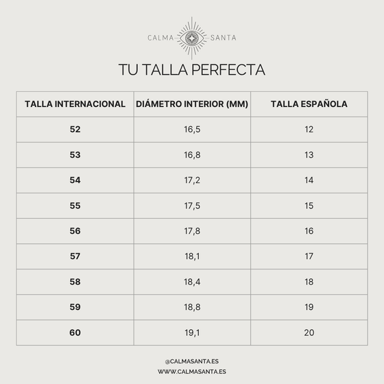 Guía talla anillos calmasanta
