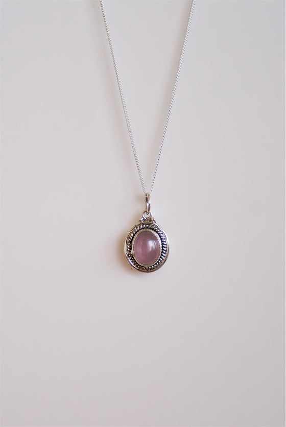 Colgante Ganesha de Cuarzo Rosa en plata