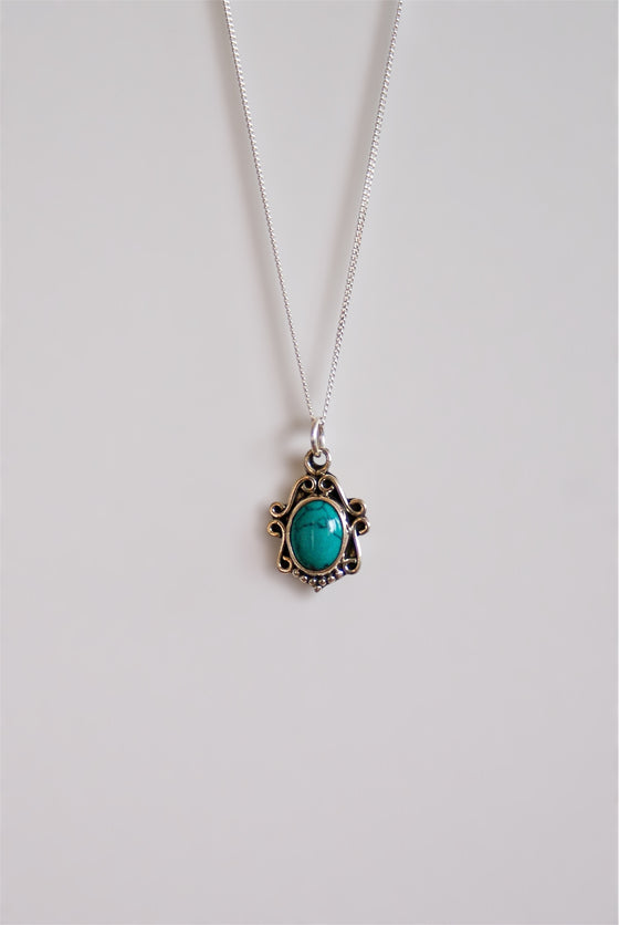 Colgante Ajeet de Turquesa Natural en Plata