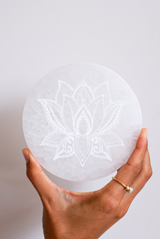 Placa flor de loto de selenita