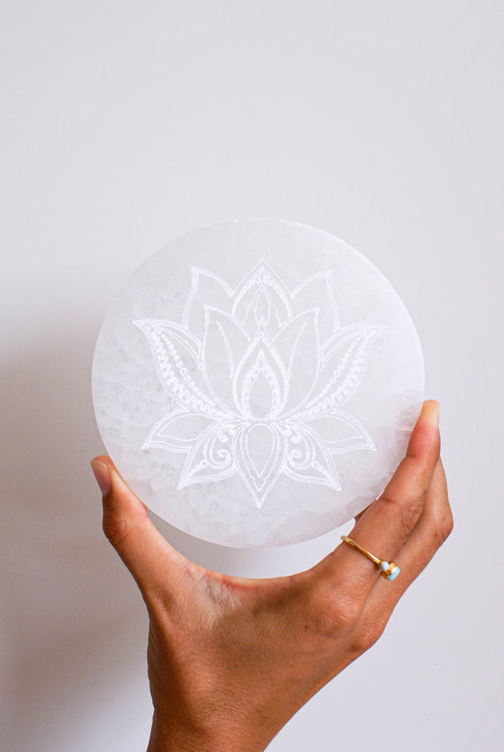 Placa flor de loto de selenita